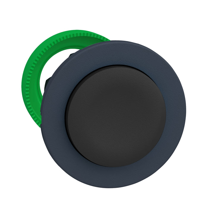 Head for non illuminated push button, Harmony XB5, XB4, flush mounted black projecting pushbutton