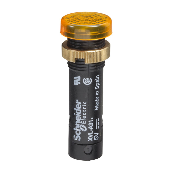 Harmony XVL, Pilot light, plastic, yellow, Ø12, covered LED, 24 V DC