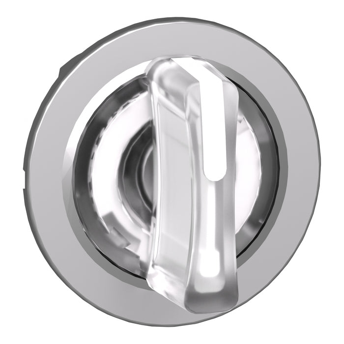Head for illuminated selector switch, Harmony XB4, flush mounted white illum 3 position stay put