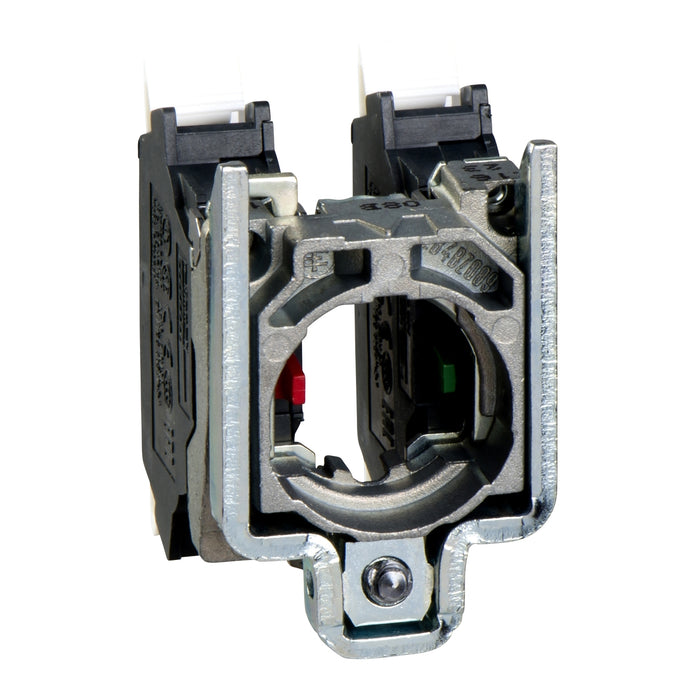 Harmony XB4, Single contact block with body/fixing collar, metal, spring clamp terminal, 1 NO + 2 NC