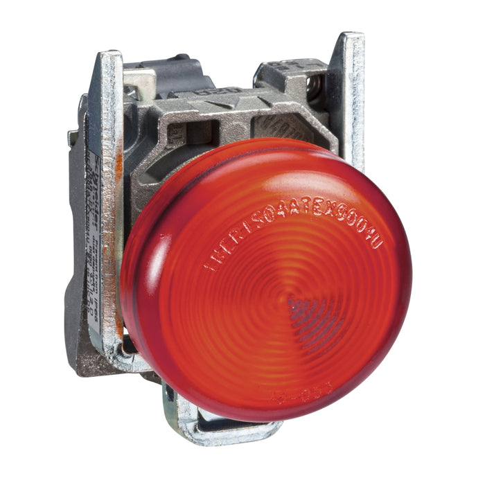 Harmony XB4, Pilot light, metal, red, Ø22, plain lens with BA9s bulb, <= 250 V