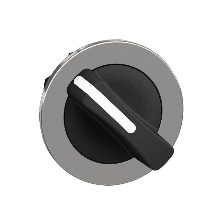 Harmony XB4, Flush mounted selector switch head, metal, black, Ø30, 2 positions, stay put