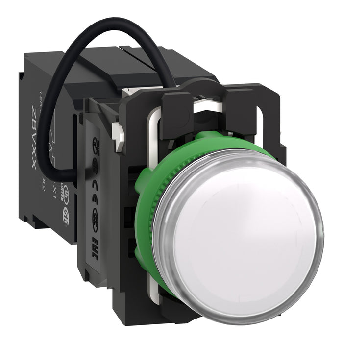 Harmony XB5, Pilot light, plastic, white, Ø22, plain lens with integral LED, 400 V AC
