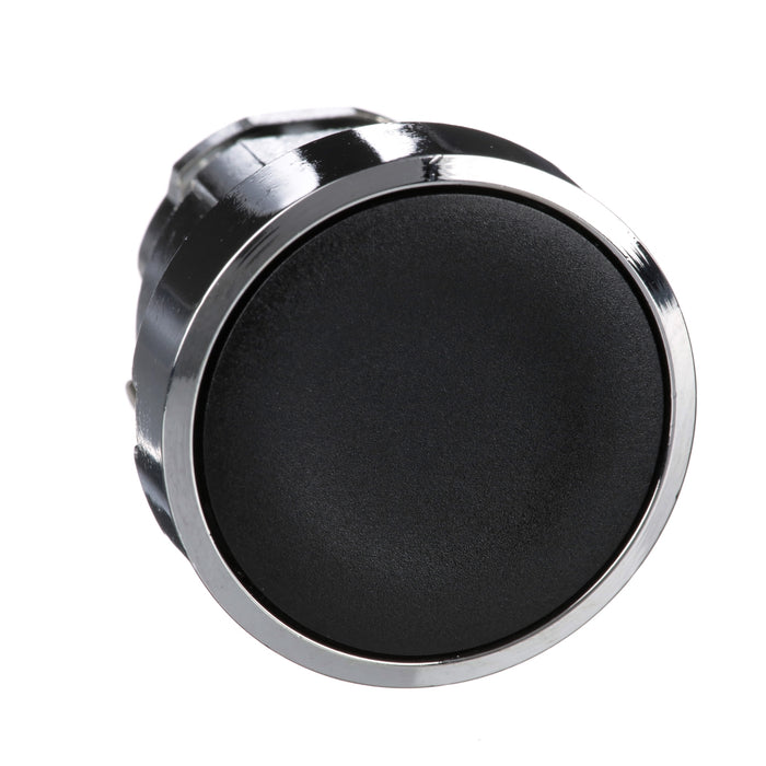 Harmony XB4, Push button head, metal, flush, black, Ø22, spring return, unmarked