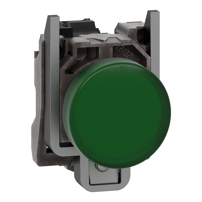 Harmony XB4, Pilot light, metal, green, Ø22, plain lens with BA9s bulb, <= 250 V