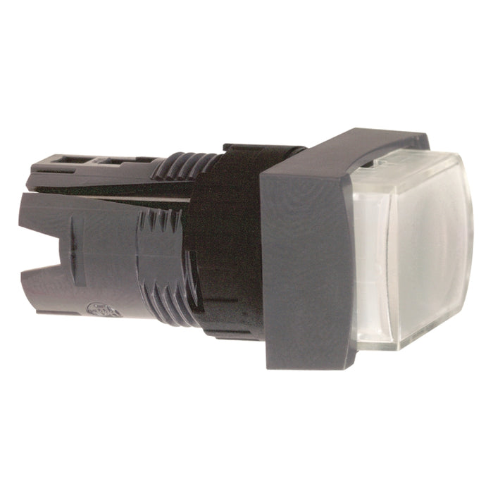 Head for illuminated push button, Harmony XB6, white rectang projecting pushbutton Ø 16 spring return 12...24 V