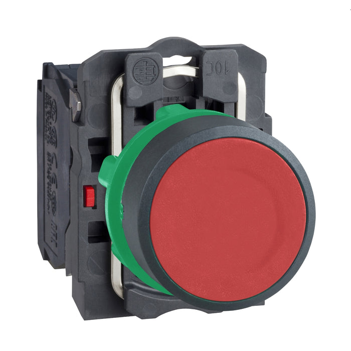 Harmony XB5, Push button, plastic, flush, red, Ø22, spring return, unmarked, 1 NO