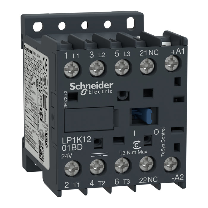 TeSys K contactor - 3P - AC-3 <= 440 V 12 A - 1 NC aux. - 24 V DC coil