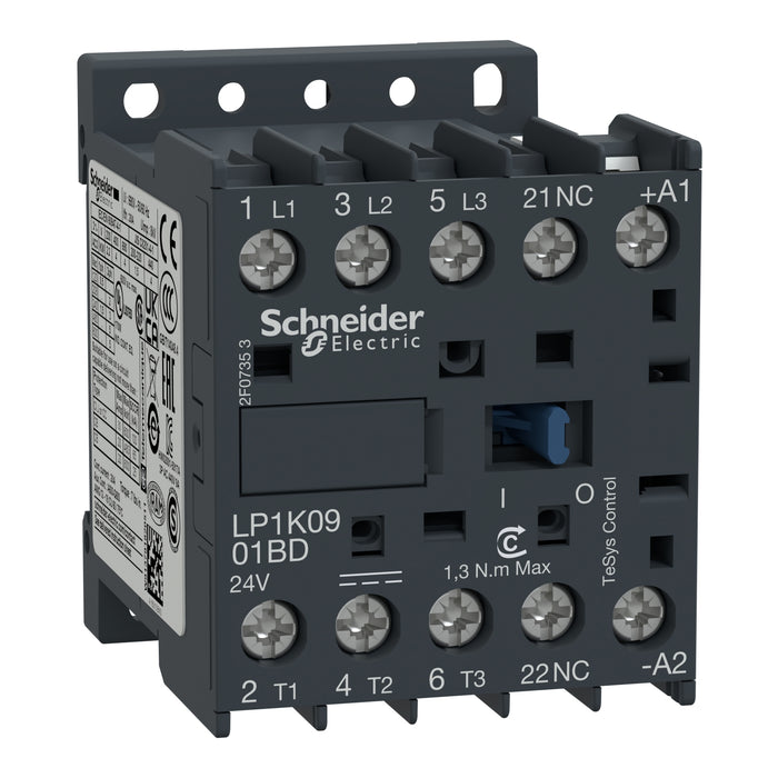 TeSys K contactor - 3P - AC-3 <= 440 V 9 A - 1 NC aux. - 12 V DC coil