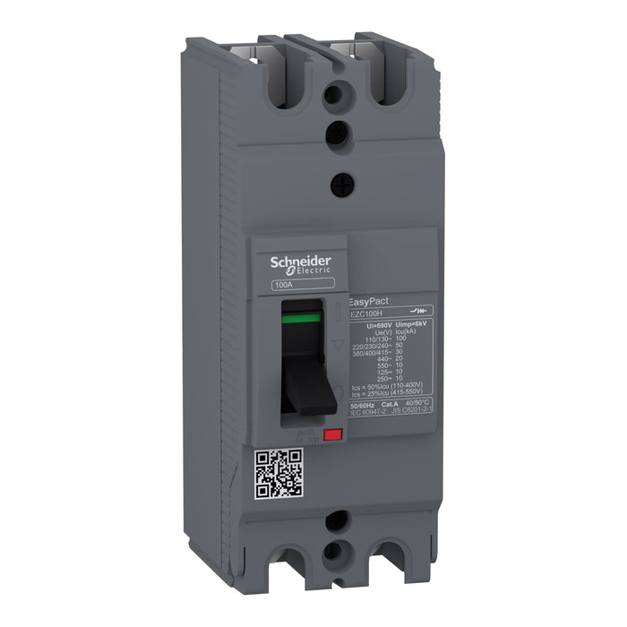 circuit breaker Easypact EZC100H - TMD - 80 A - 2 poles 2d