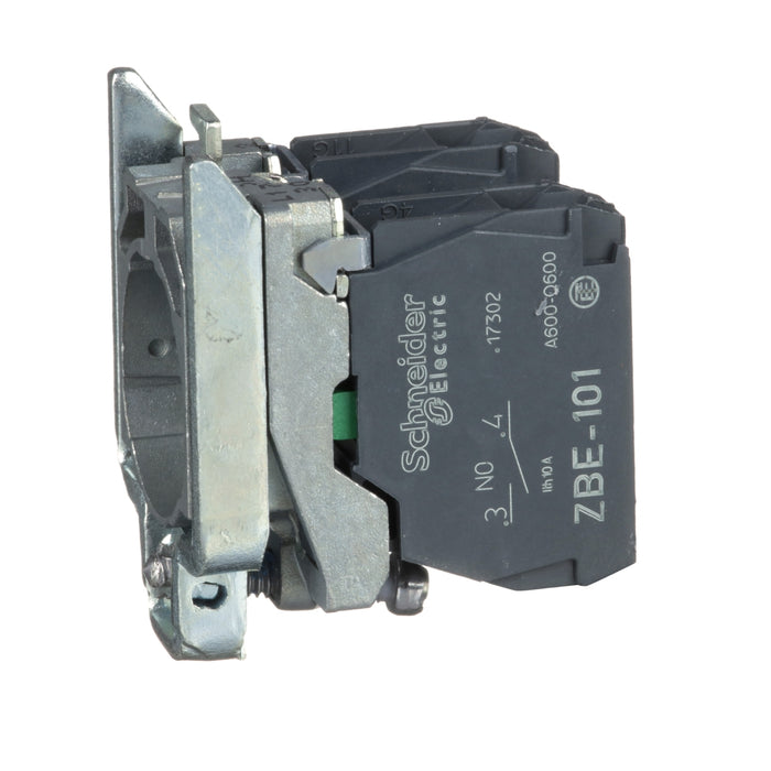Harmony XB4, Single contact block with body/fixing collar, metal, screw clamp terminal, 2 NO