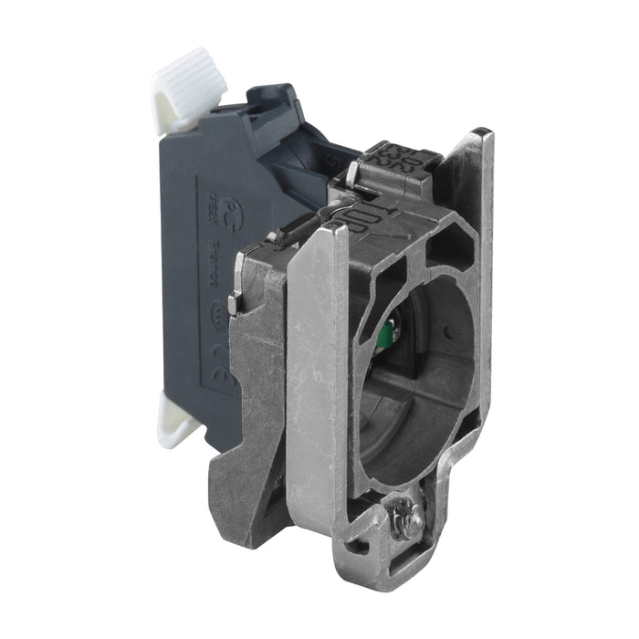 Harmony XB4, Single contact block with body/fixing collar, metal, spring clamp terminal, 1 NC