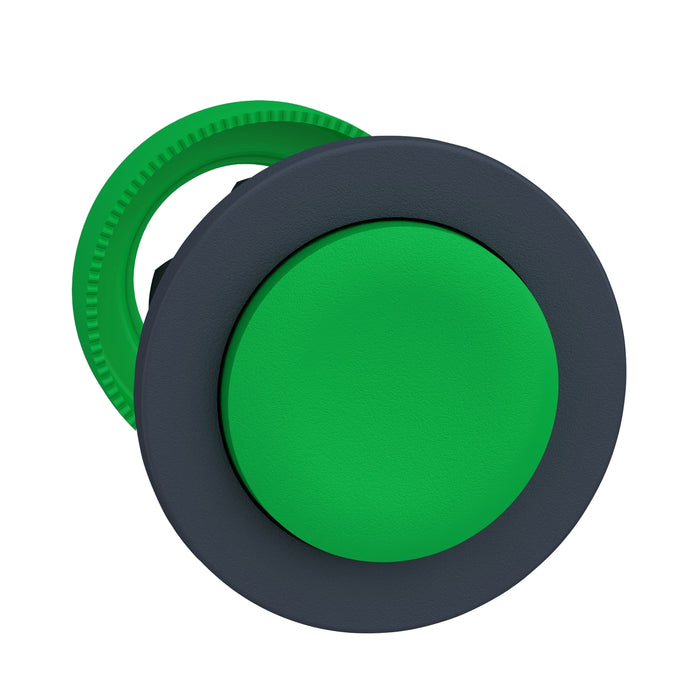 Head for non illuminated push button, Harmony XB5, XB4, flush mounted green projecting pushbutton