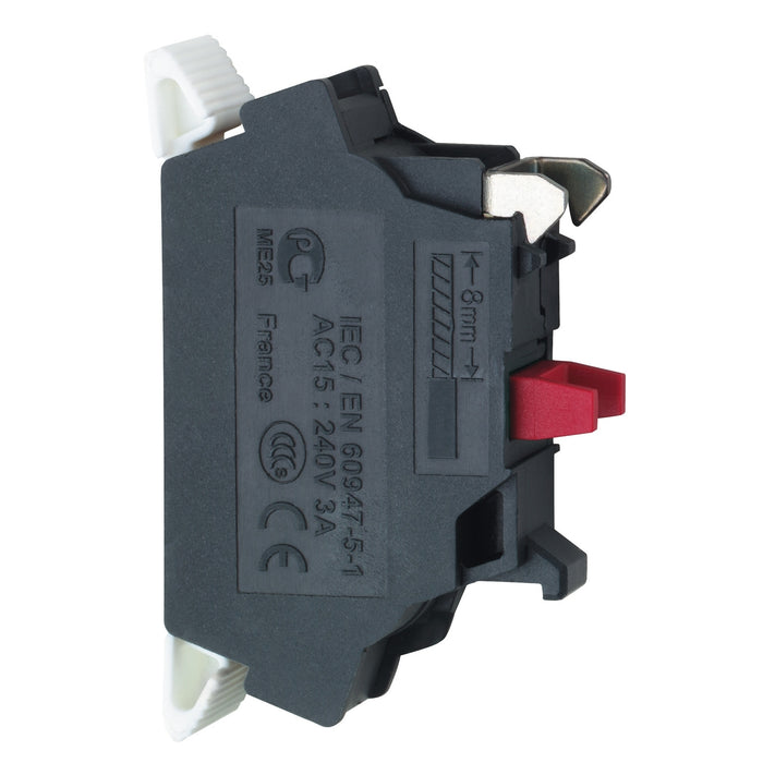 Harmony XB4, Single contact block, silver alloy, spring clamp terminal,1 NC