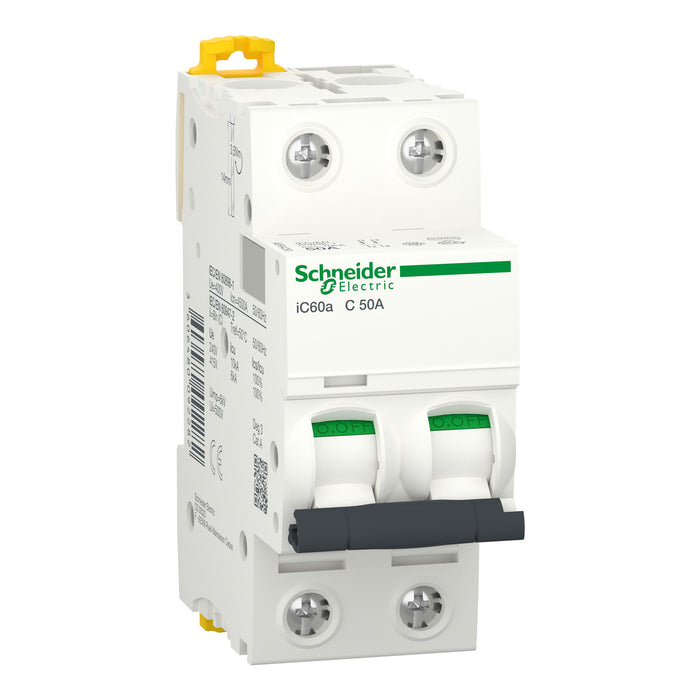 Miniature circuit-breaker, Acti9 iC60a, 2P, 50 A, C curve, 4500 A (IEC 60898-1), 6 kA (IEC 60947-2)