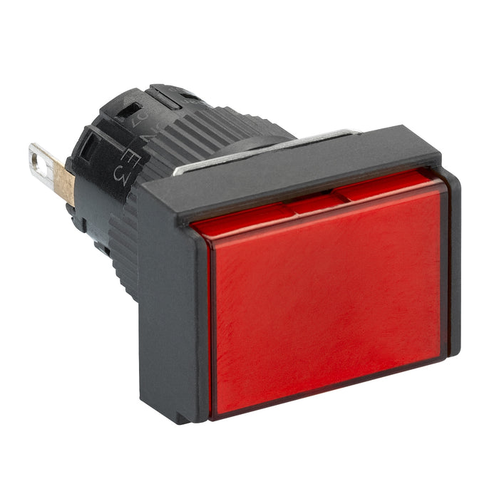 Monolithic pilot light, Harmony XB6E, rectangular Ø 16 IP65 red, integral LED 24VDCpolarised connector