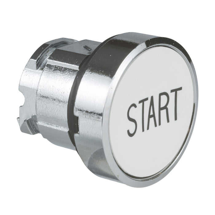 Head for non illuminated push button, Harmony XB4, white flush pushbutton Ø22 mm spring return "START"