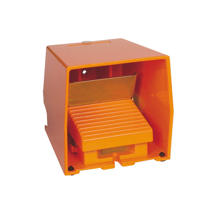 Preventa XPE, Single foot switch, metal, orange, with cover, trigger mechanism, 1 NO + 1 NC