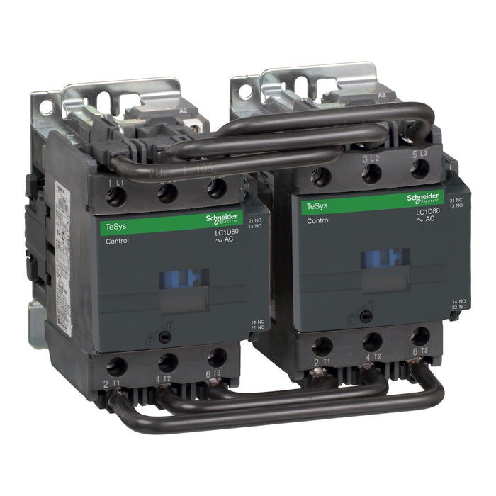 TeSys D reversing contactor - 3P(3 NO) - AC-3 - <= 440 V 80 A - 110 V AC coil