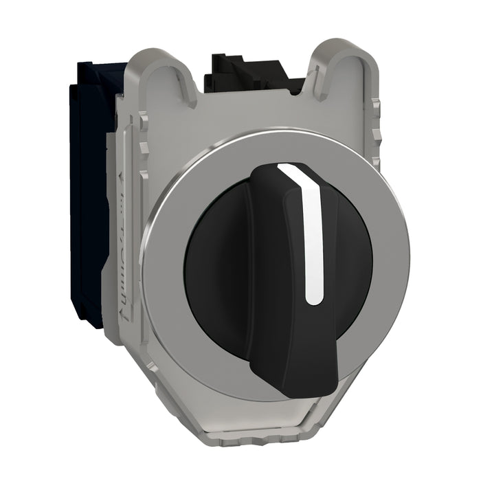 Harmony XB4, Selector switch flush mounted, metal, black, Ø30, 3 positions, stay put, 2 NO