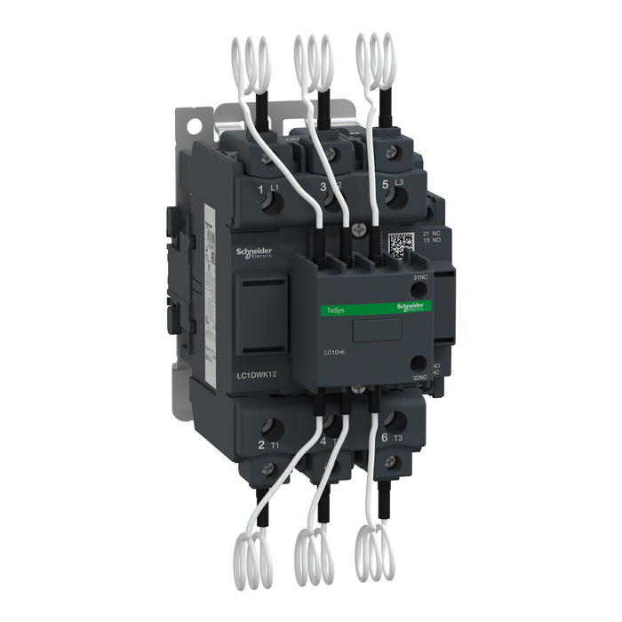 LC1DWK12P7 - Capacitor contactor, TeSys D, 63 kVAR at 400 V/50 Hz, coil 230 V AC 50/60 Hz. TeSys D contactor offers you quick simple setup.
