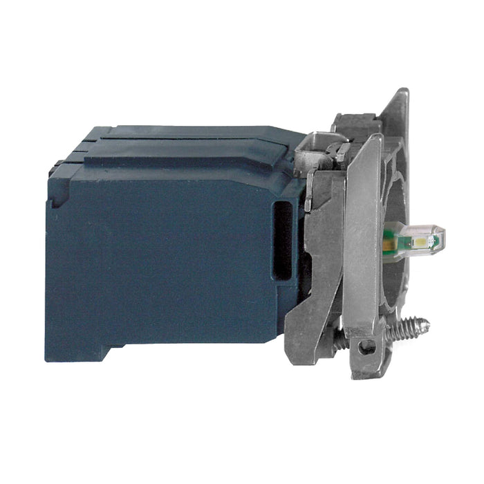 Complete body/light block assembly, Harmony XB4, blue light with body/fixing collar with BA9s LED bulb 400 V