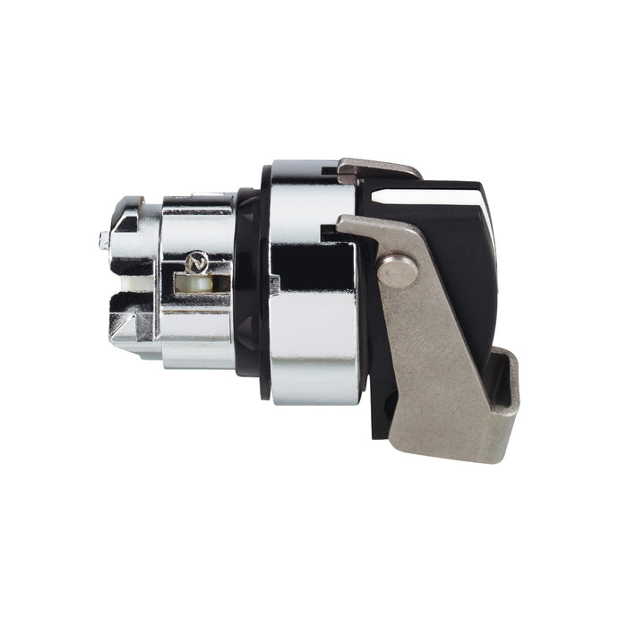 Harmony XB4, Selector switch head, metal, black, Ø22, long handle, 2 positions, stay put, padlockable on the right