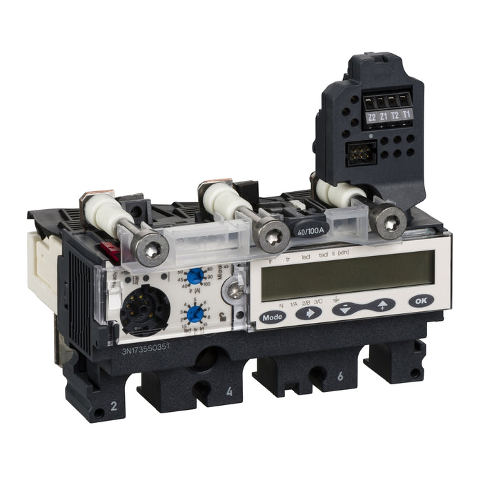 trip unit MicroLogic 5.2 E for ComPact NSX 100/160/250 circuit breakers, electronic, rating 100A, 3 poles 3d