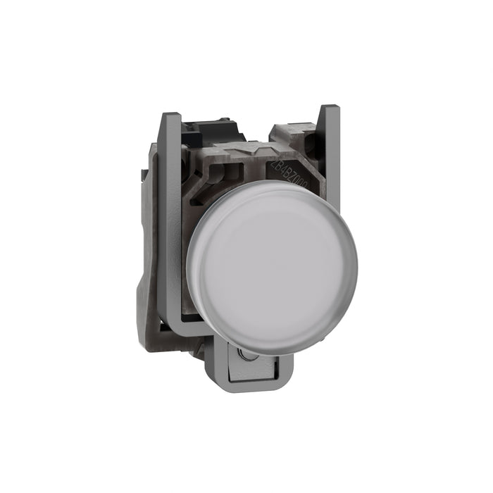 Harmony XB4, Pilot light, metal, white, Ø22, plain lens with integral LED, 24 V AC/DC