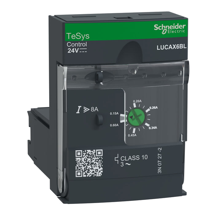 Standard control unit, TeSys U, 0.15-0.6A, 3P motors, thermal magnetic protection, class 10, coil 24V DC