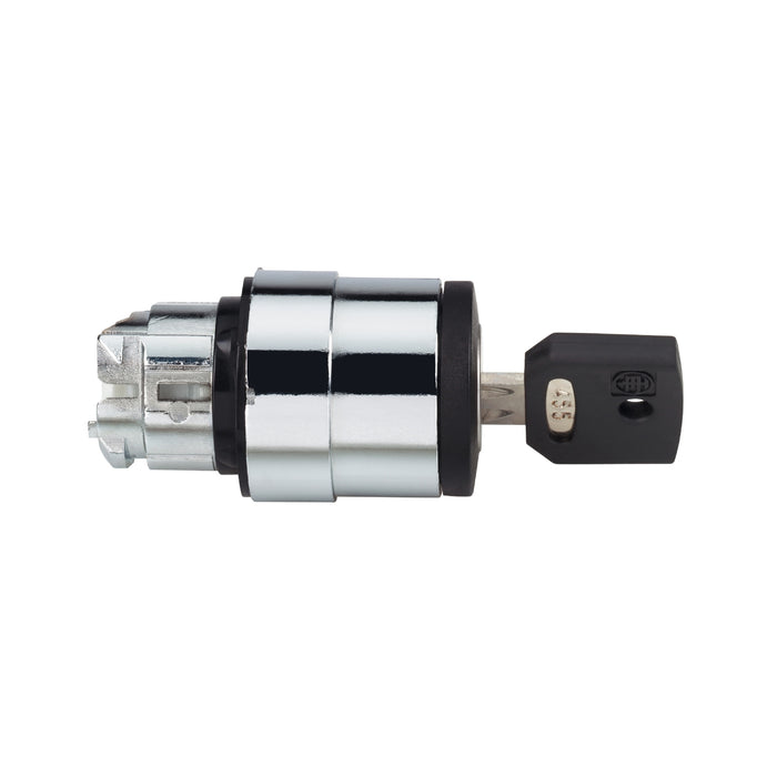 Harmony XB4, Key switch selector head, metal, black, Ø22, key n°455, 3 positions, stay put