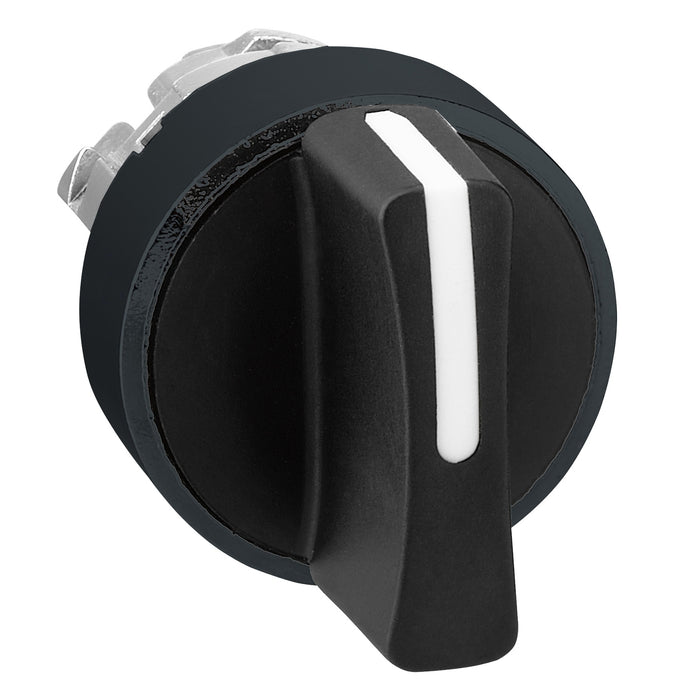 Harmony XB4, Selector switch head, black metal, black, Ø22, 3 positions, sping return to center