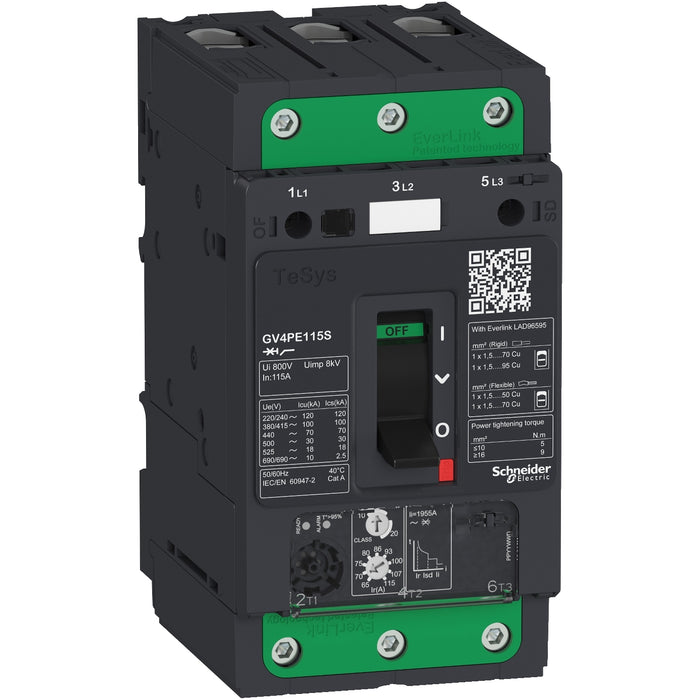 Motor circuit breaker, TeSys GV4, 3P, 50A, Icu 50kA, thermal magnetic, Everlink terminals