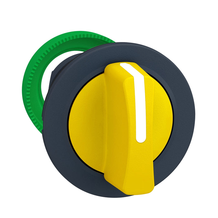 Head for selector switch, Harmony XB5, flush mounted yellow 3 pos stay put