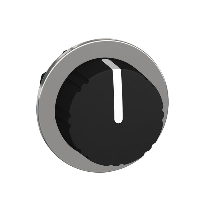 Head for selector switch, Harmony XB4, flush mounted black knurled knob 3 position return center