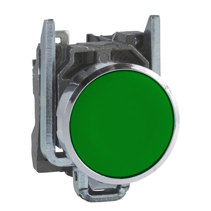 XB4BA31 - Push button, metal, flush, green, Ã˜22, spring return, unmarked, 1 NO