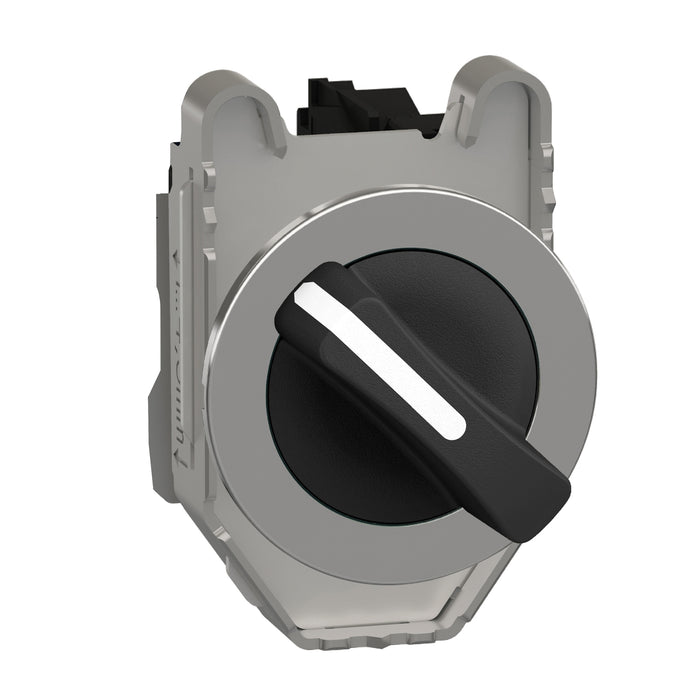 Harmony XB4, Selector switch flush mounted, metal, black, Ø30, 2 positions, spring return right to left, 1 NO