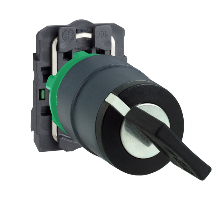 Harmony XB5, Key switch selector, plastic, black, Ø22, key n°455, 2 positions, stay put, 1 NO