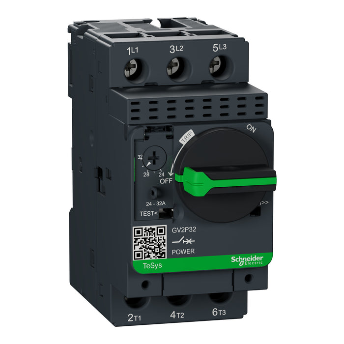 Motor circuit breaker, TeSys GV2, 3P, 24-32 A, thermal magnetic, screw clamp terminals