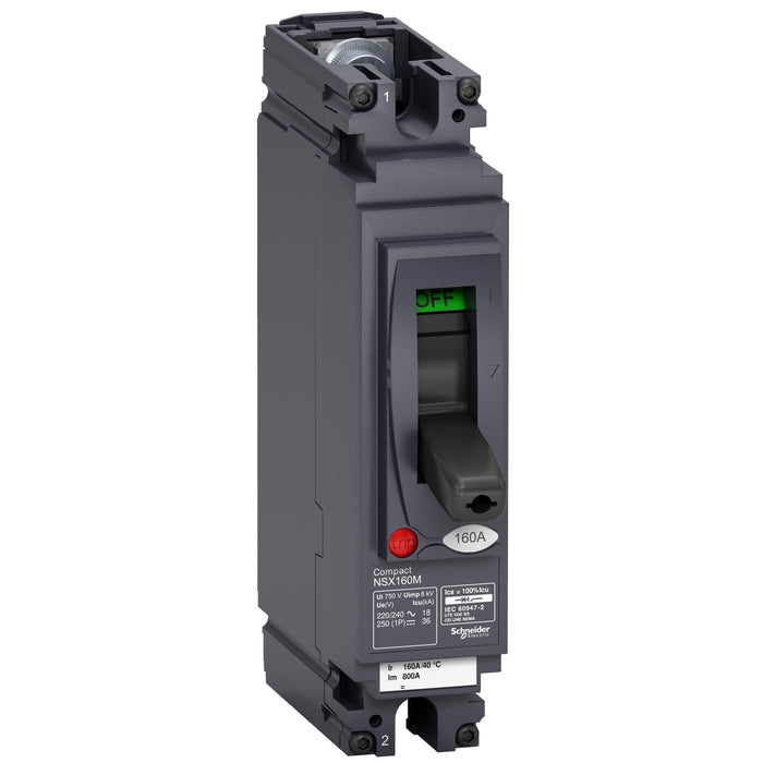 circuit breaker ComPact NSX160M AC/DC, 40 kA at 240 VAC, TMD trip unit 160 A, 1 pole 1d