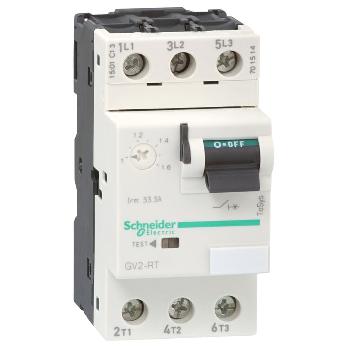 Motor circuit breaker, TeSys GV2, 3P, 1-1.6 A, thermal magnetic, screw clamp terminals