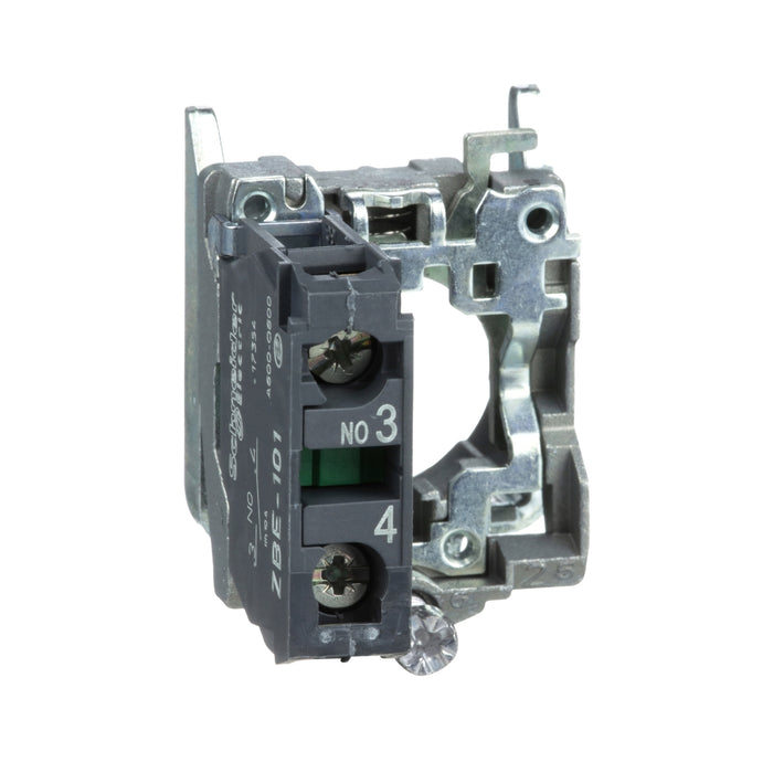 Harmony XB4, Single contact block with body/fixing collar, metal, screw clamp terminal, 1 NO