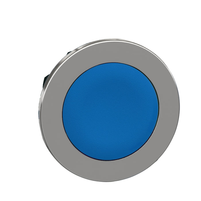 Harmony XB4, Flush mounted push button head, metal, blue, Ø30, spring return, unmarked