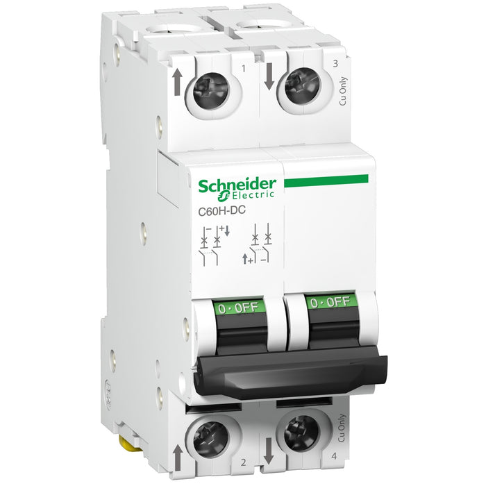 miniature circuit breaker, C60H, 2 poles, 10 A, C curve