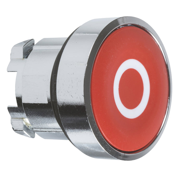 Harmony XB4, Push button head, metal, flush, red, Ø22, spring return, marked O