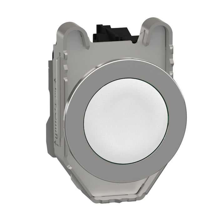 Harmony XB4, Push button flush mounted, metal, white, Ø30, spring return, unmarked, 1 NO