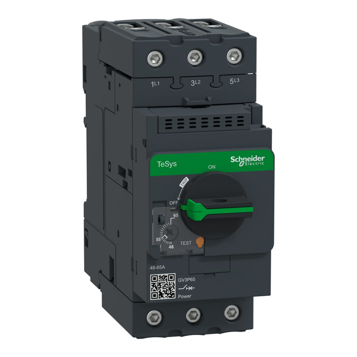 GV3P65 - Motor Circuit breaker, TeSys GV3, 3P, 48-65 A, thermal magnetic, EverLink terminals