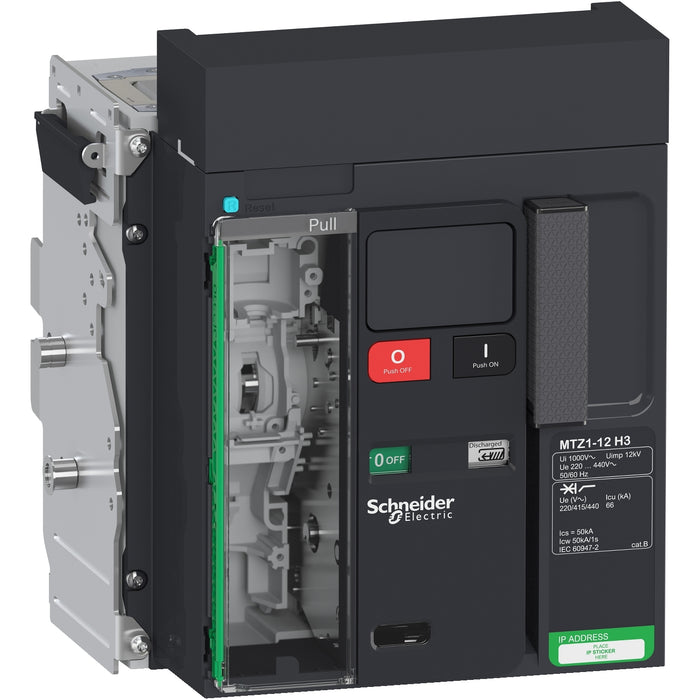 Circuit breaker Masterpact MTZ1 12H3, 1250 A, 3P drawout, without Micrologic