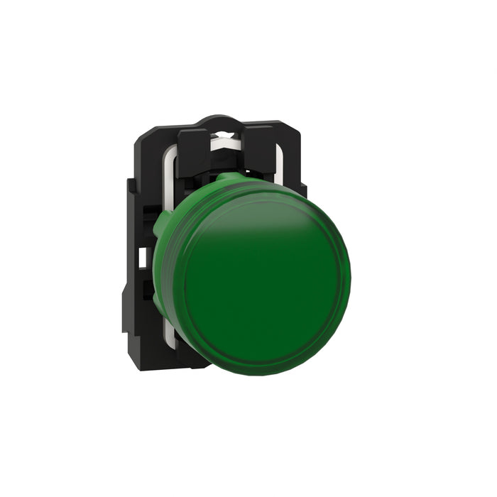 Harmony XB5, Pilot light, plastic, green, Ø22, plain lens with integral LED, 110…120 V AC