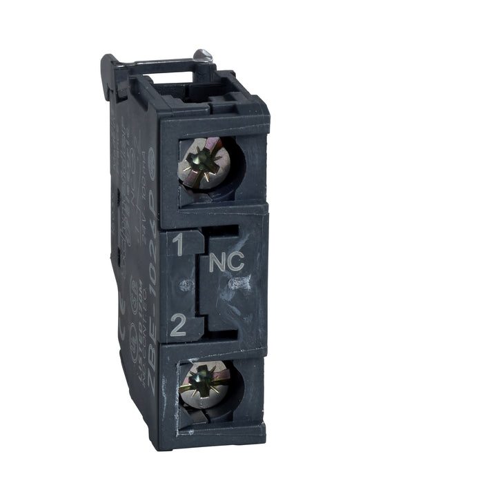 Harmony XB4, Single contact block, silver alloy, screw clamp terminal, late break, 1 NC